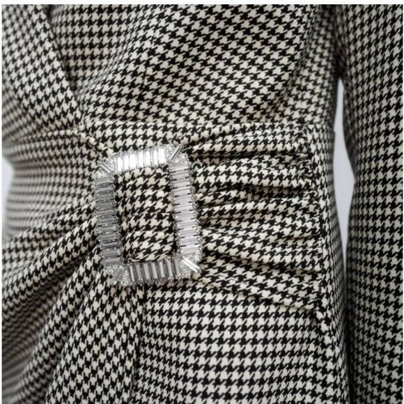 ZARA HOUNDSTOOTH BLAZER DRESS Crystal buckle Size M NEW WITH TAG! - Picture 6 of 15